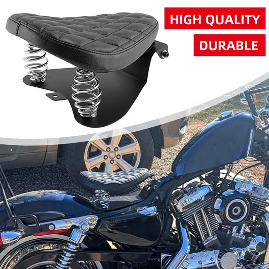 1SET Motorcycle Retro PU Leather Solo Seat With 3" Spring Bracket For Harley Custom Chopper Sportster Bobber Honda Yamaha