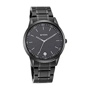 Titan Minimalist Quartz Analog with Date Black Dial Black Metal Strap Watch For Men - NT1806NM01