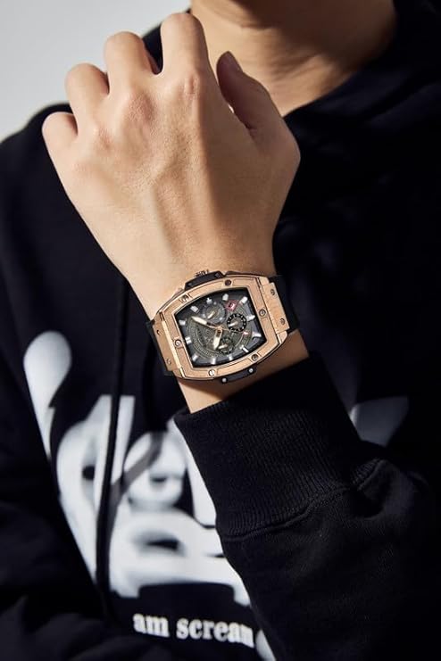 Giordano Designer Multifunction Watch for Men with Square Dial and Leather Band – Elegant Casual & Formal Style