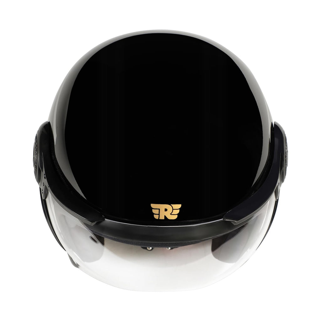 Royal Enfield MLG Jet NEO Open FACE Helmet | Made Like A Gun- ISI & DOT Certified | High Impact Grade Thermoplastic & High Density EPS Liner for Superior Impact Protection Black & RED
