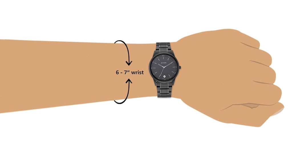 Titan Minimalist Quartz Analog with Date Black Dial Black Metal Strap Watch For Men - NT1806NM01