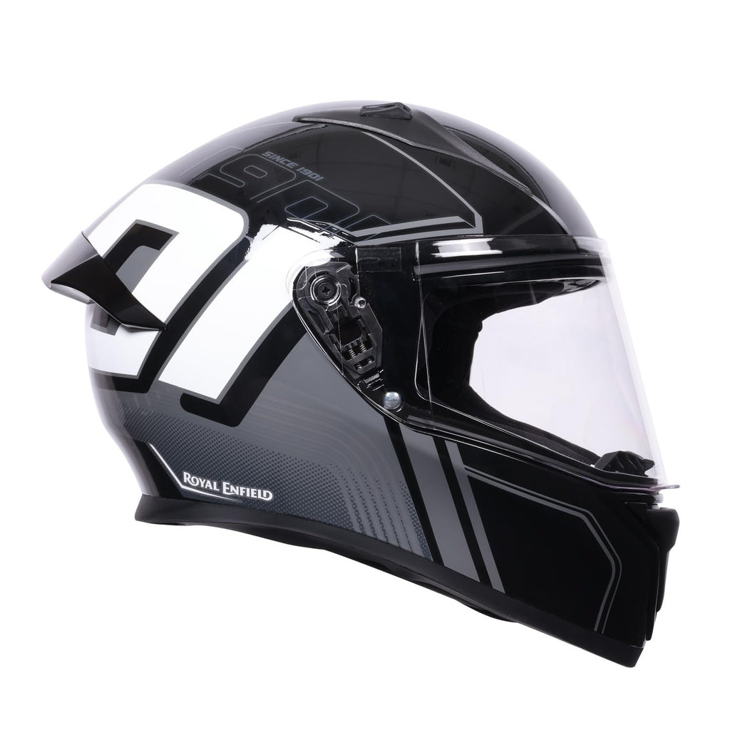 Royal Enfield Roadster Full FACE 1901 Helmet with micrometric Lock|ISI & DOT Certified|Scratch Resistant Visor|High Impact ABS Shell|High Density EPS Liner| 3 Intake Ports & 2 Exhaust Black