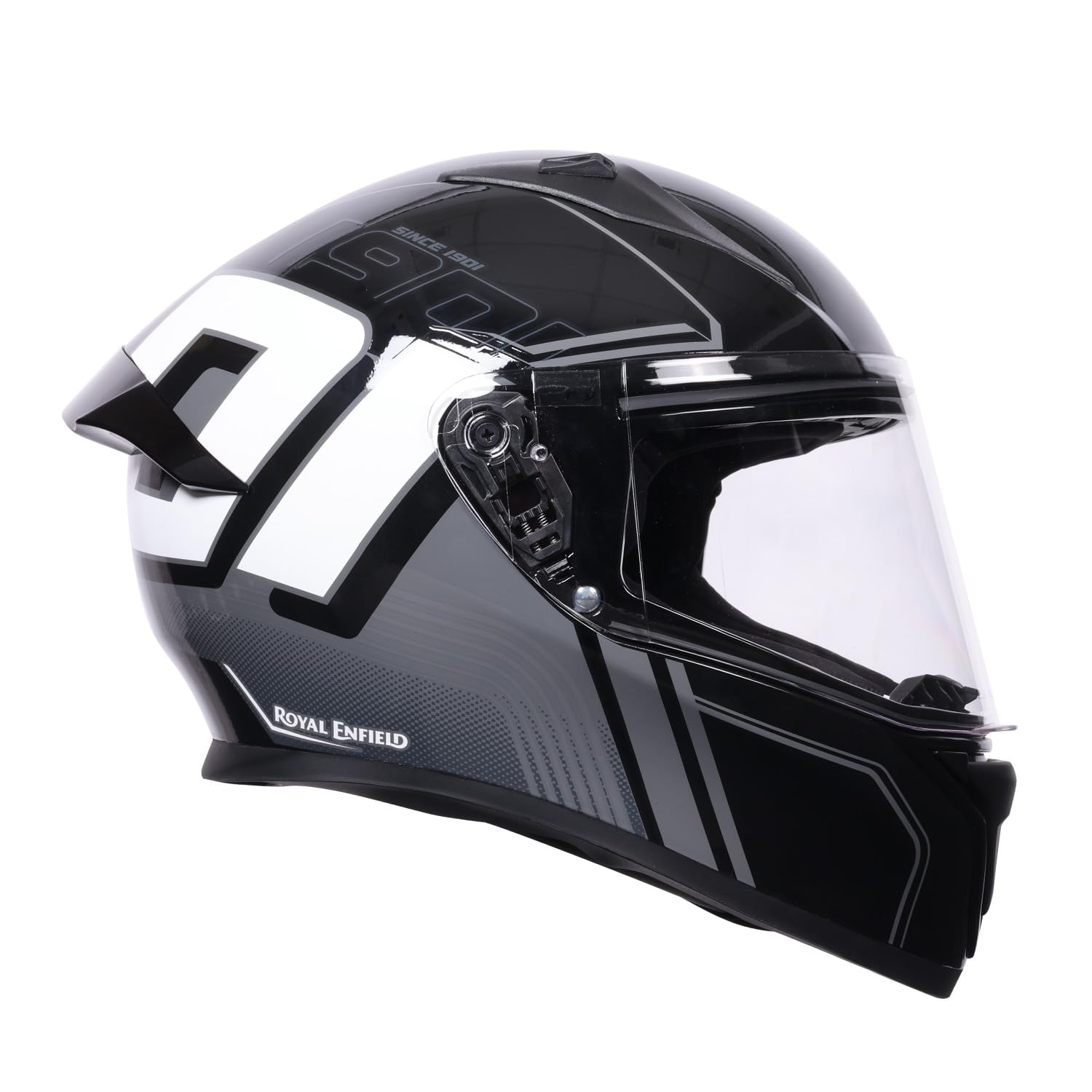 Royal Enfield Roadster Full FACE 1901 Helmet with micrometric Lock|ISI & DOT Certified|Scratch Resistant Visor|High Impact ABS Shell|High Density EPS Liner| 3 Intake Ports & 2 Exhaust Black