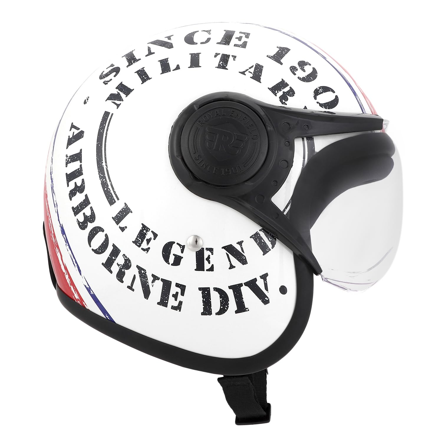 Royal Enfield Airborne Div. Open Face Riding Helmet | ISI and DOT Certified | with Advance Durability- High Impact Grade Thermoplastic and Impact Protection with EPS Liner Off White
