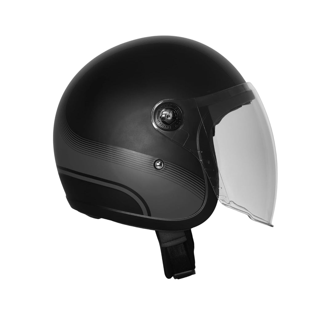 ROYAL ENFIELD REDDITCH Open Face MLG 1901 | ISI Certified | Shell Construction: Built with High Impact Grade ABS | High-Strength EPS Liner | Micrometric Lock | UV-Resistant PU Paints MATT Black