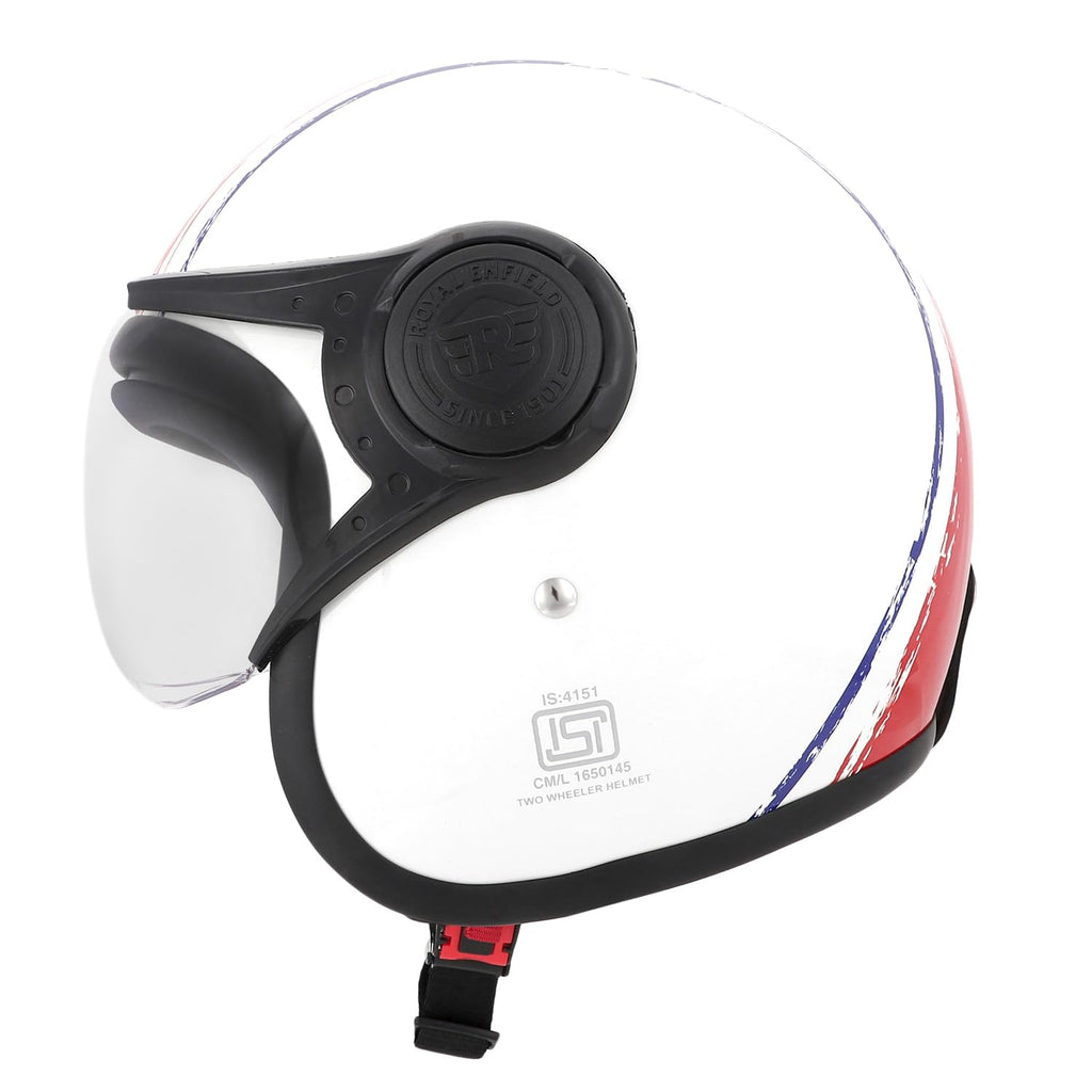 Royal Enfield Airborne Div. Open Face Riding Helmet | ISI and DOT Certified | with Advance Durability- High Impact Grade Thermoplastic and Impact Protection with EPS Liner Off White