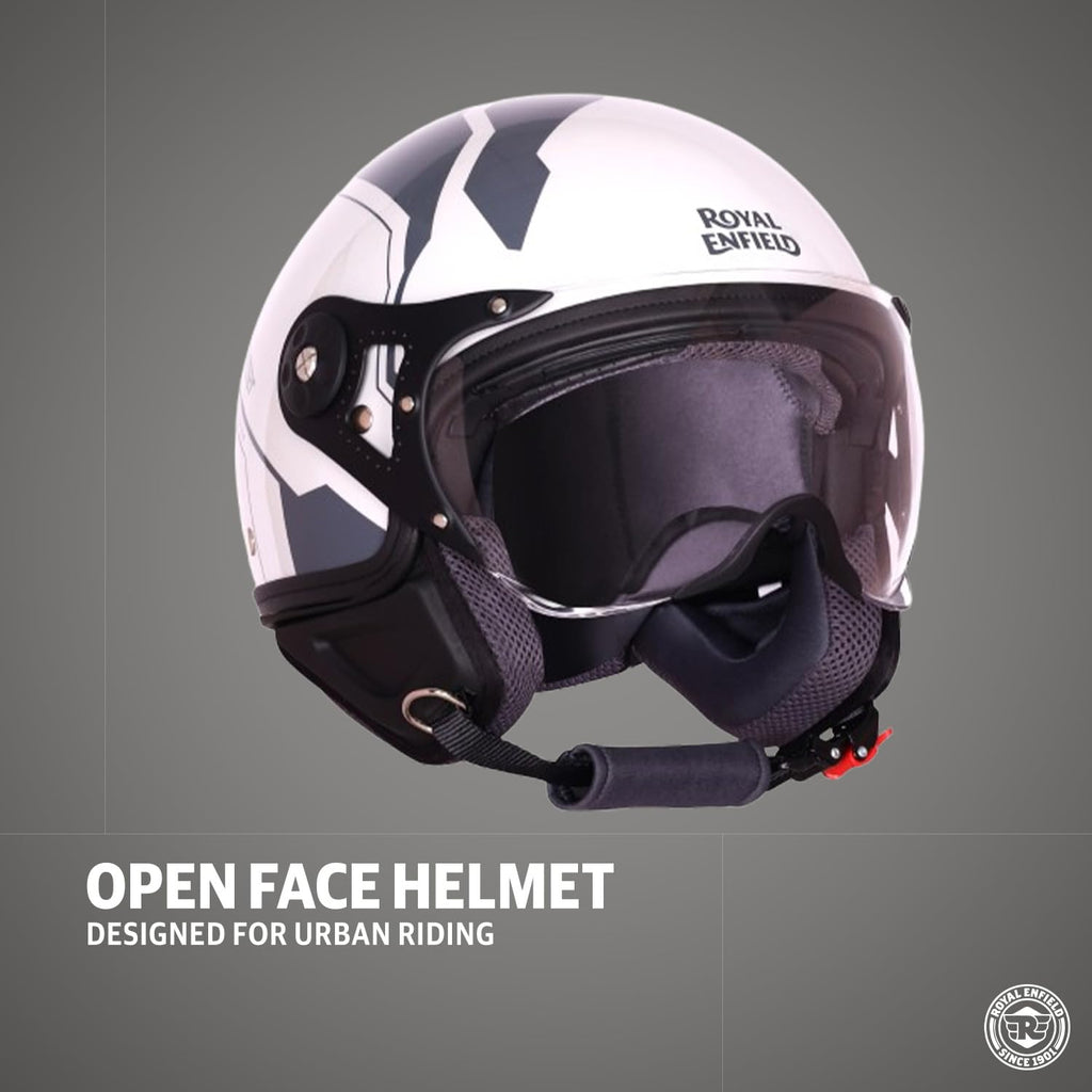 Royal Enfield Airforce 1901 Open Face Helmet | Certification: ISI & DOT | High Impact Grade ABS Shell | High Strength EPS Liner for Added Strength| Sleek Aviator Inspired Design