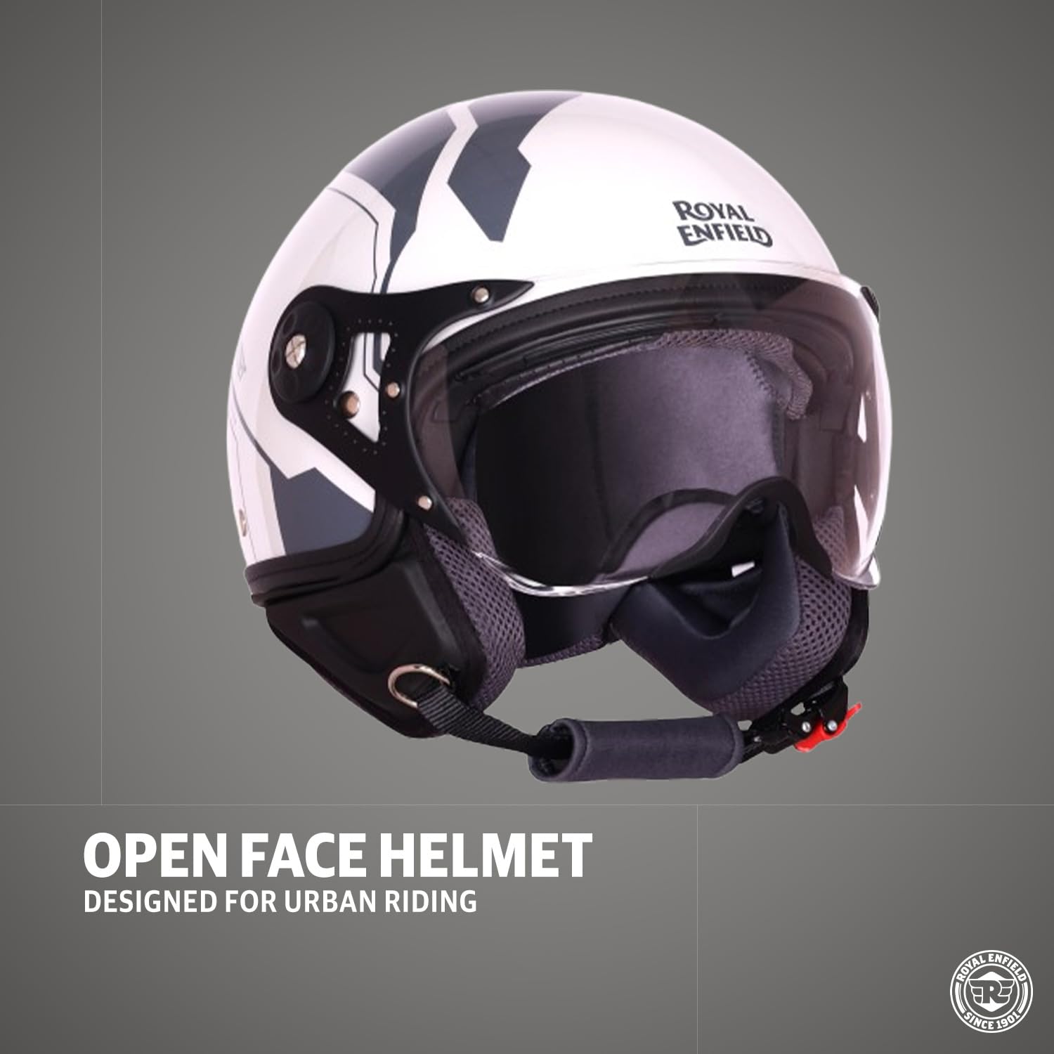 Royal Enfield Airforce 1901 Open Face Helmet | Certification: ISI & DOT | High Impact Grade ABS Shell | High Strength EPS Liner for Added Strength| Sleek Aviator Inspired Design