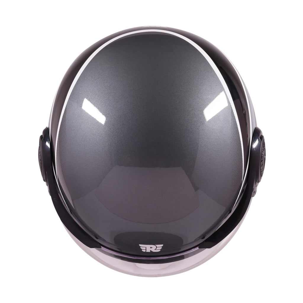 Royal Enfield MLG Jet Sonic Open FACE Helmet | Made Like A Gun- ISI & DOT Certified | ABS GI | High Impact Grade Thermoplastic & High Density EPS Liner for Superior Impact Protection Grey