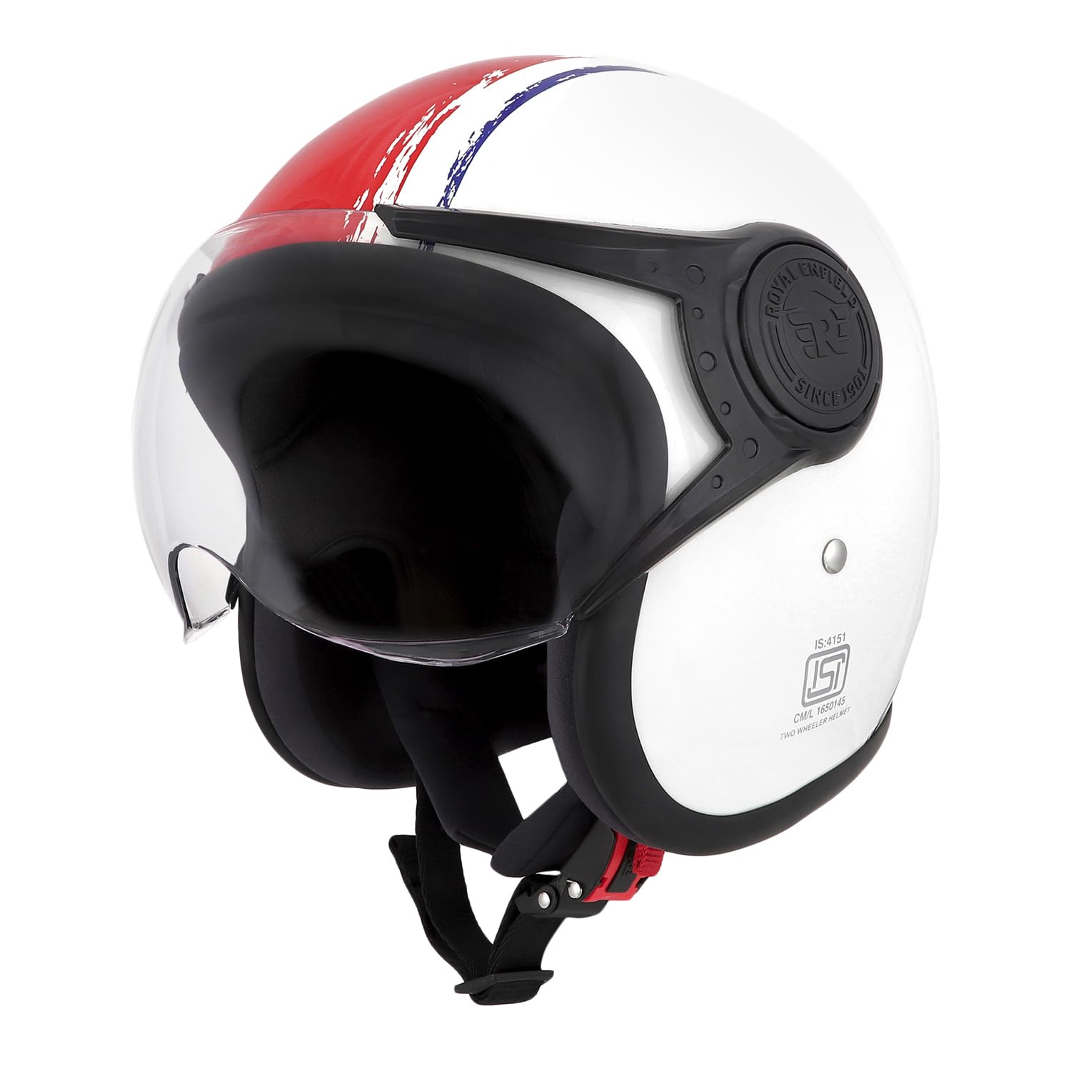 Royal Enfield Airborne Div. Open Face Riding Helmet | ISI and DOT Certified | with Advance Durability- High Impact Grade Thermoplastic and Impact Protection with EPS Liner Off White