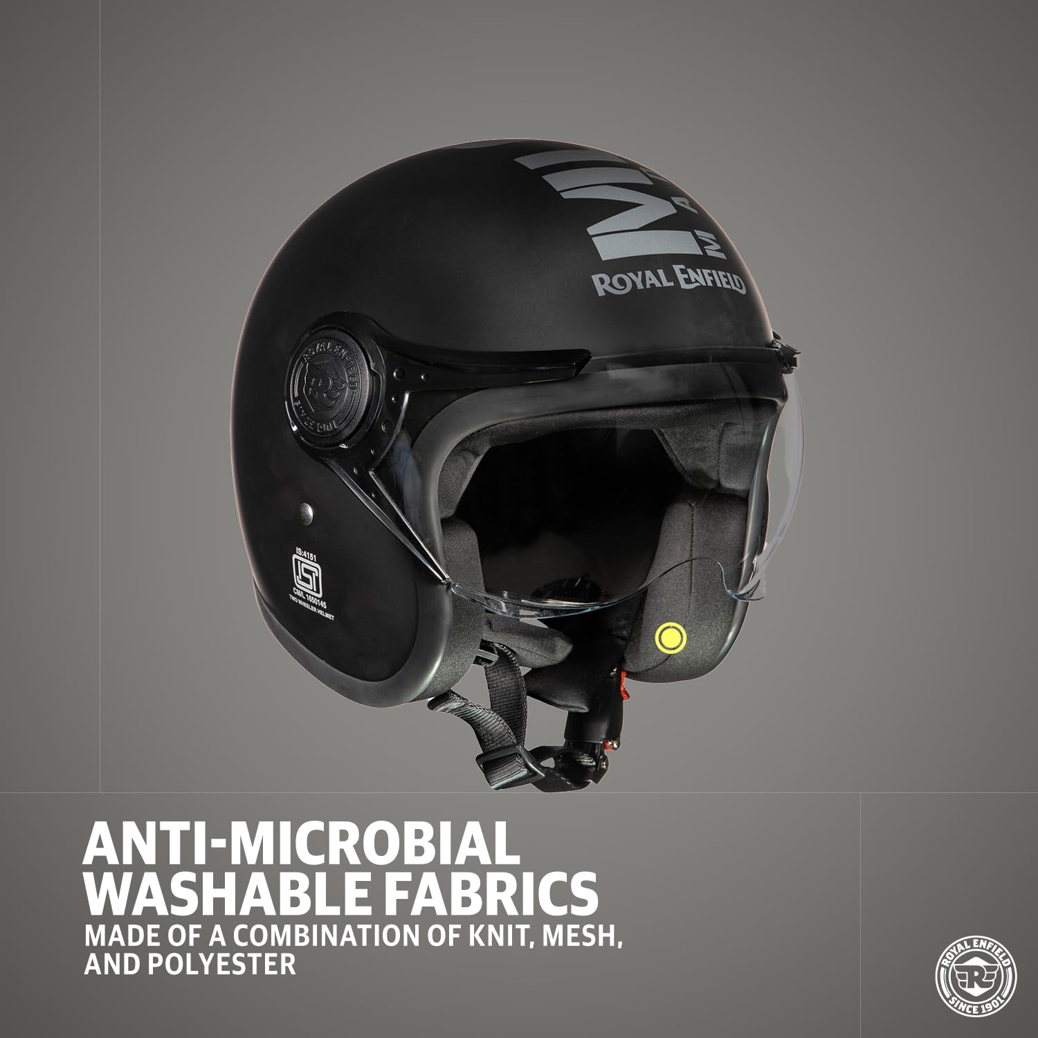 Royal Enfield Open Face MLG Helmet |Made Like a Gun | with Clear Visor | Impact Protection | High Density EPS | ISI and DOT Certified | Micrometric Lock