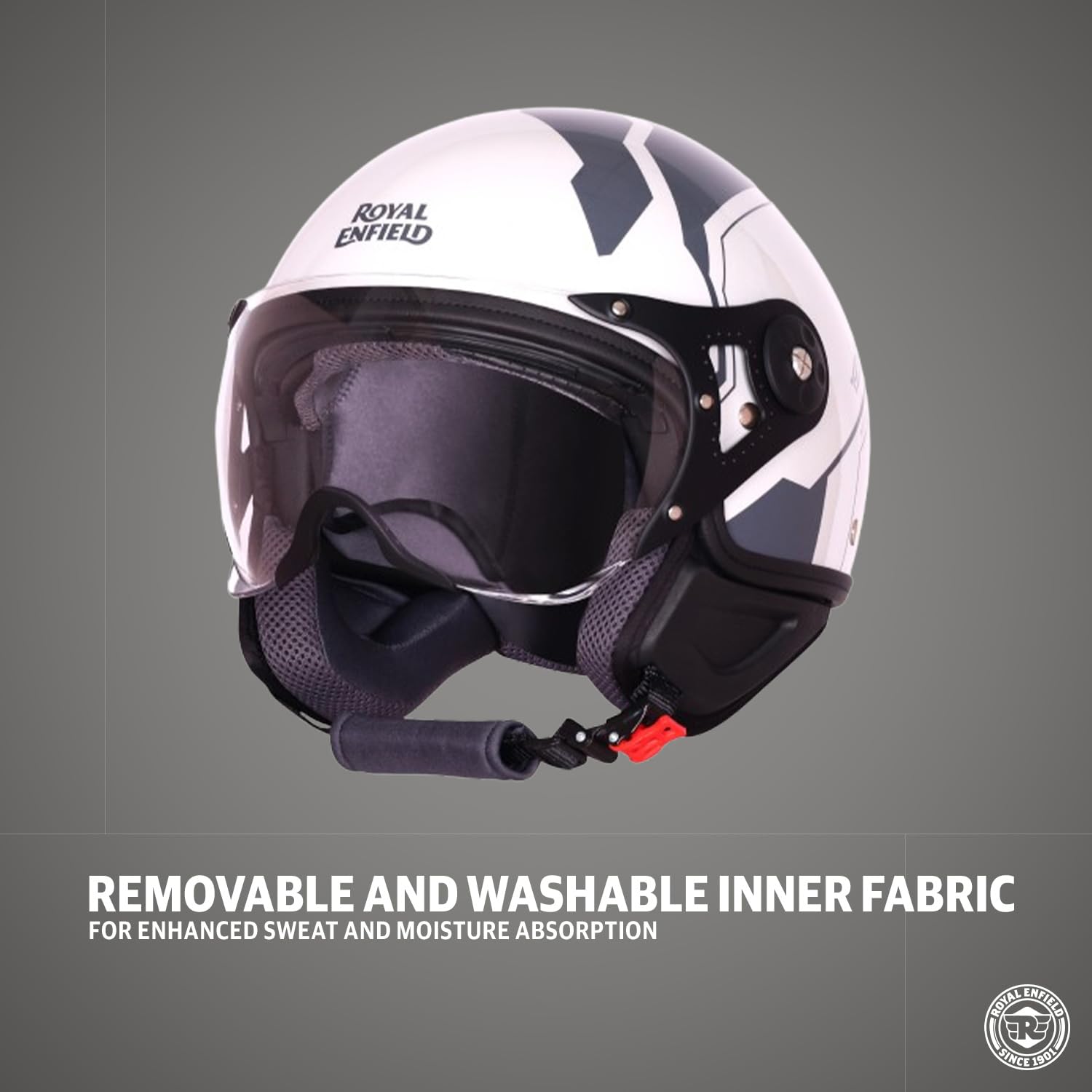 Royal Enfield Airforce 1901 Open Face Helmet | Certification: ISI & DOT | High Impact Grade ABS Shell | High Strength EPS Liner for Added Strength| Sleek Aviator Inspired Design