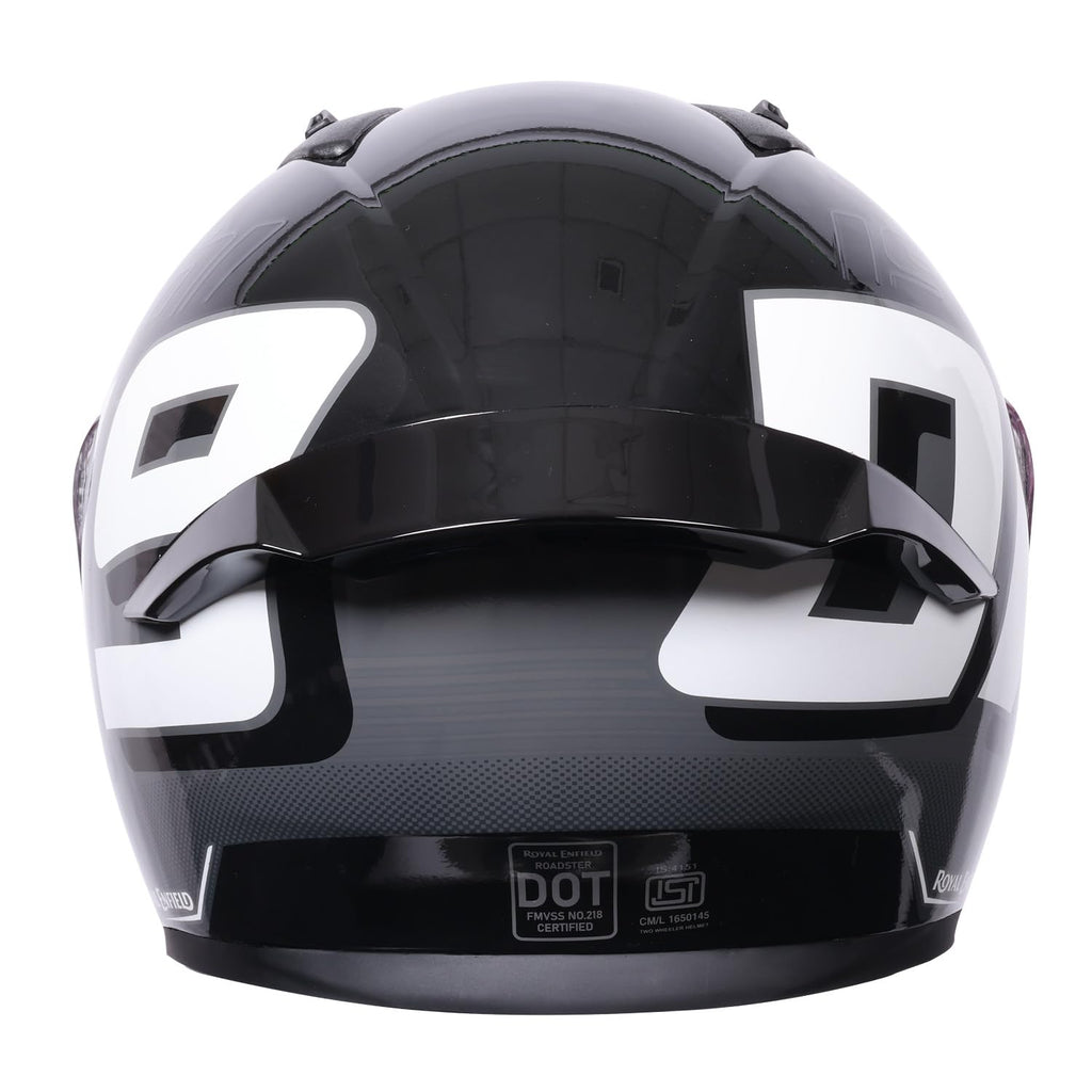 Royal Enfield Roadster Full FACE 1901 Helmet with micrometric Lock|ISI & DOT Certified|Scratch Resistant Visor|High Impact ABS Shell|High Density EPS Liner| 3 Intake Ports & 2 Exhaust Black