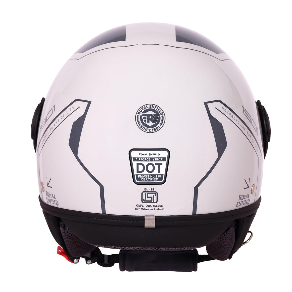 Royal Enfield Airforce 1901 Open Face Helmet | Certification: ISI & DOT | High Impact Grade ABS Shell | High Strength EPS Liner for Added Strength| Sleek Aviator Inspired Design