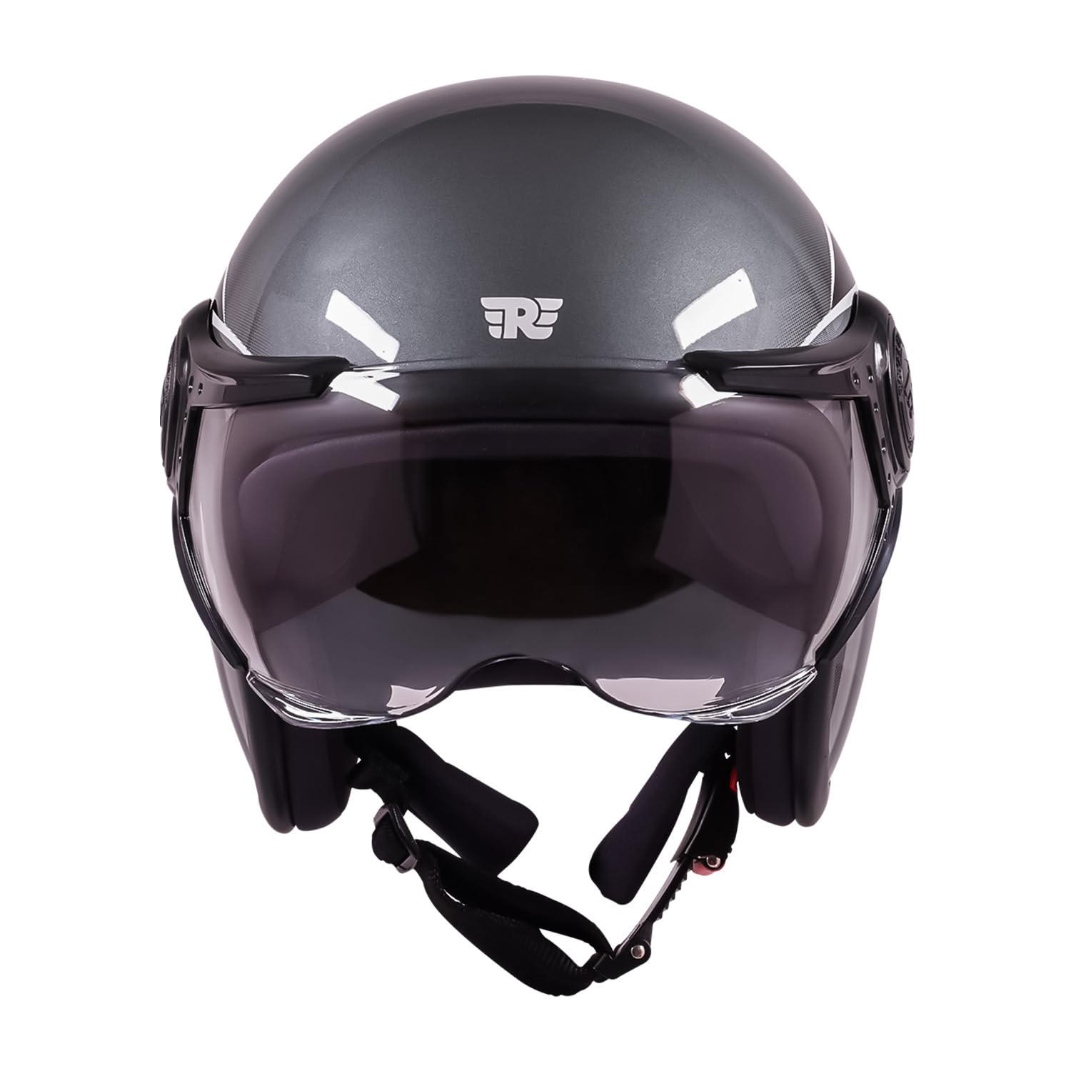 Royal Enfield MLG Jet Sonic Open FACE Helmet | Made Like A Gun- ISI & DOT Certified | ABS GI | High Impact Grade Thermoplastic & High Density EPS Liner for Superior Impact Protection Grey