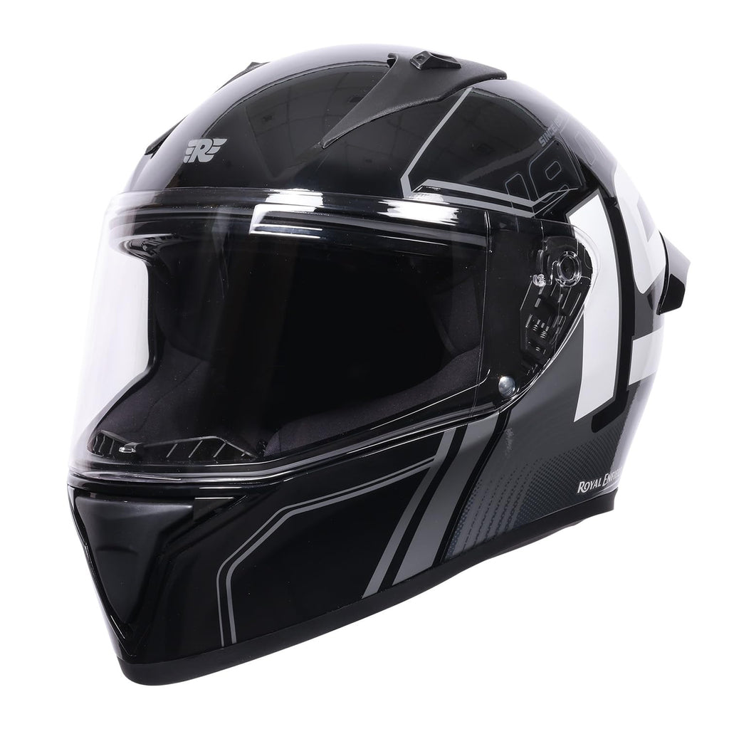 Royal Enfield Roadster Full FACE 1901 Helmet with micrometric Lock|ISI & DOT Certified|Scratch Resistant Visor|High Impact ABS Shell|High Density EPS Liner| 3 Intake Ports & 2 Exhaust Black
