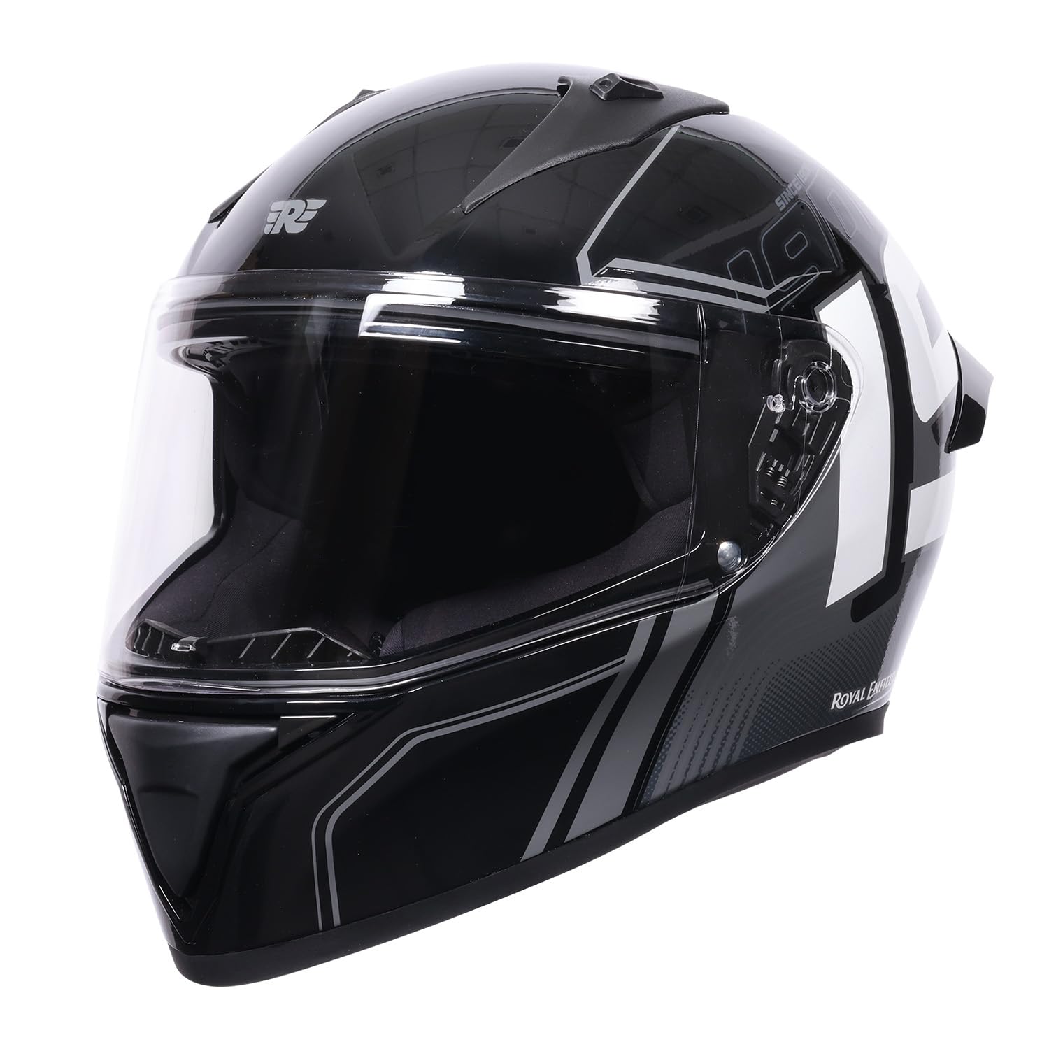 Royal Enfield Roadster Full FACE 1901 Helmet with micrometric Lock|ISI & DOT Certified|Scratch Resistant Visor|High Impact ABS Shell|High Density EPS Liner| 3 Intake Ports & 2 Exhaust Black