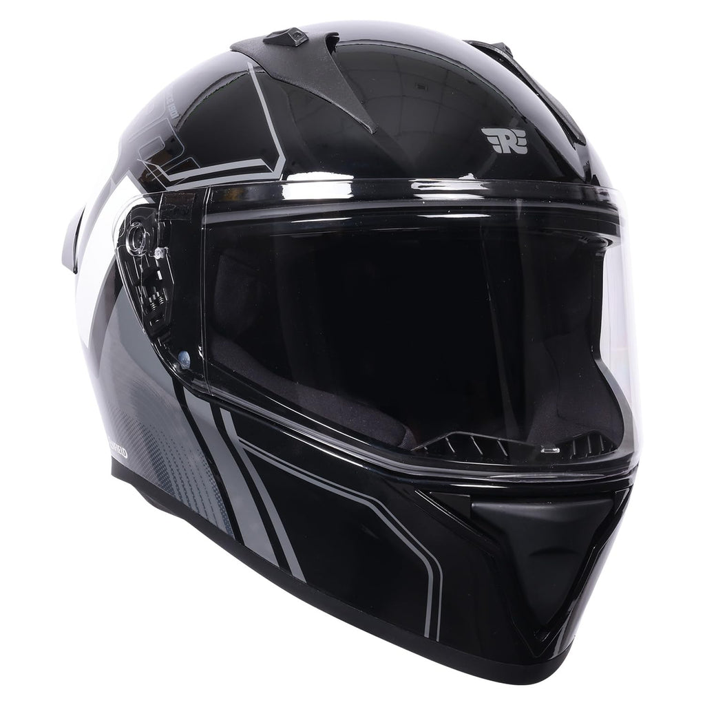 Royal Enfield Roadster Full FACE 1901 Helmet with micrometric Lock|ISI & DOT Certified|Scratch Resistant Visor|High Impact ABS Shell|High Density EPS Liner| 3 Intake Ports & 2 Exhaust Black