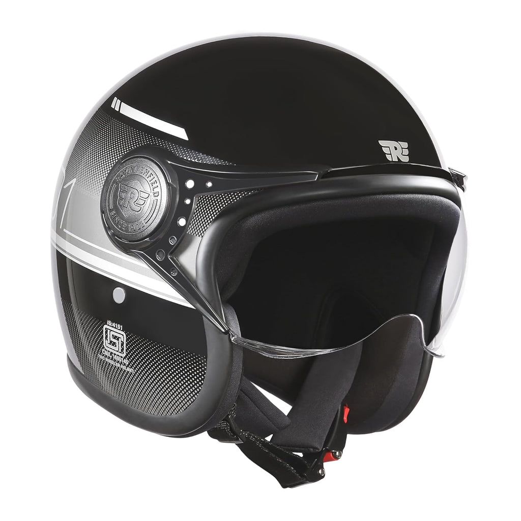 Royal Enfield MLG Jet NEO Open FACE Helmet | Made Like A Gun- ISI & DOT Certified | ABS GI | High Impact Grade Thermoplastic & High Density EPS Liner for Superior Impact Protection Grey