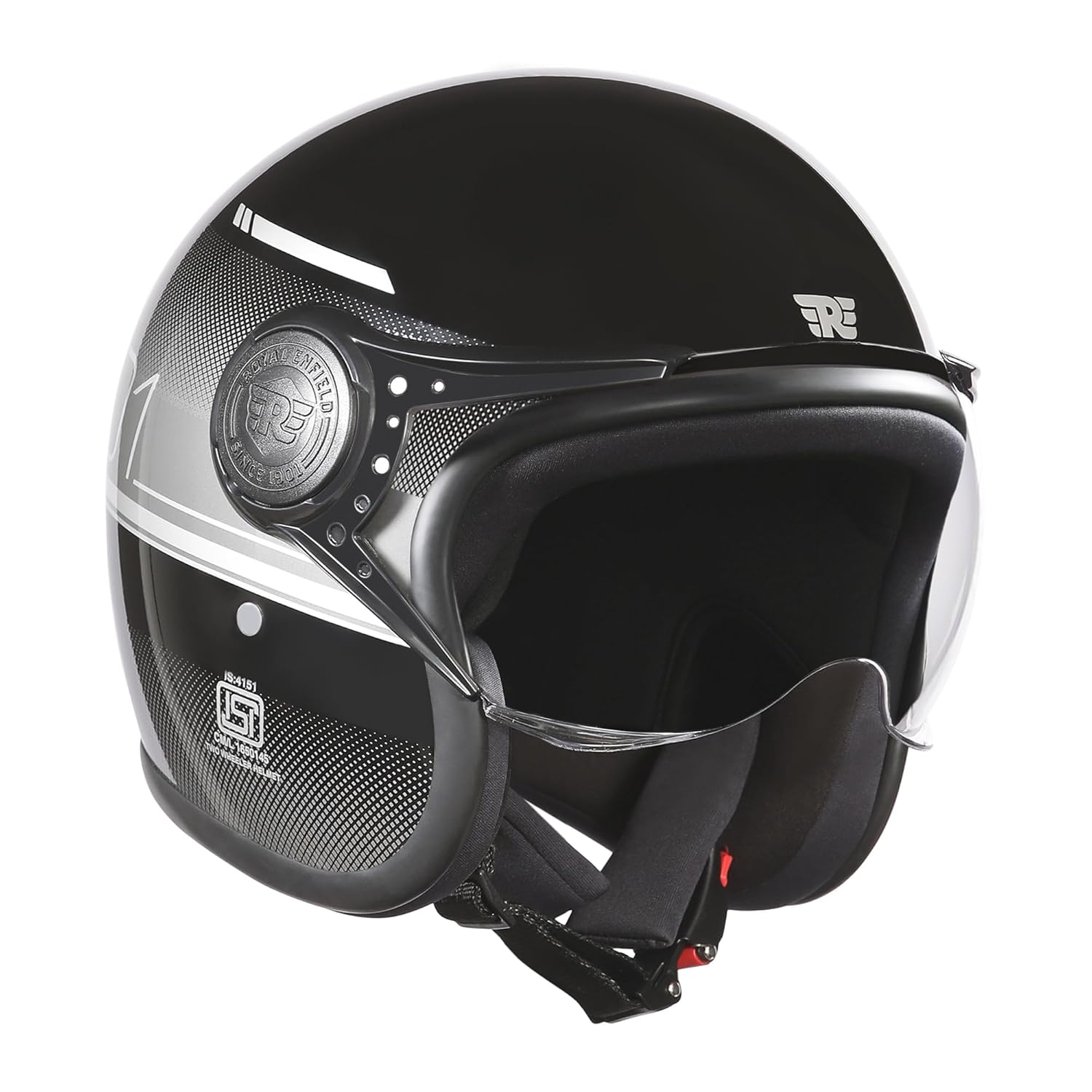 Royal Enfield MLG Jet NEO Open FACE Helmet | Made Like A Gun- ISI & DOT Certified | ABS GI | High Impact Grade Thermoplastic & High Density EPS Liner for Superior Impact Protection Grey