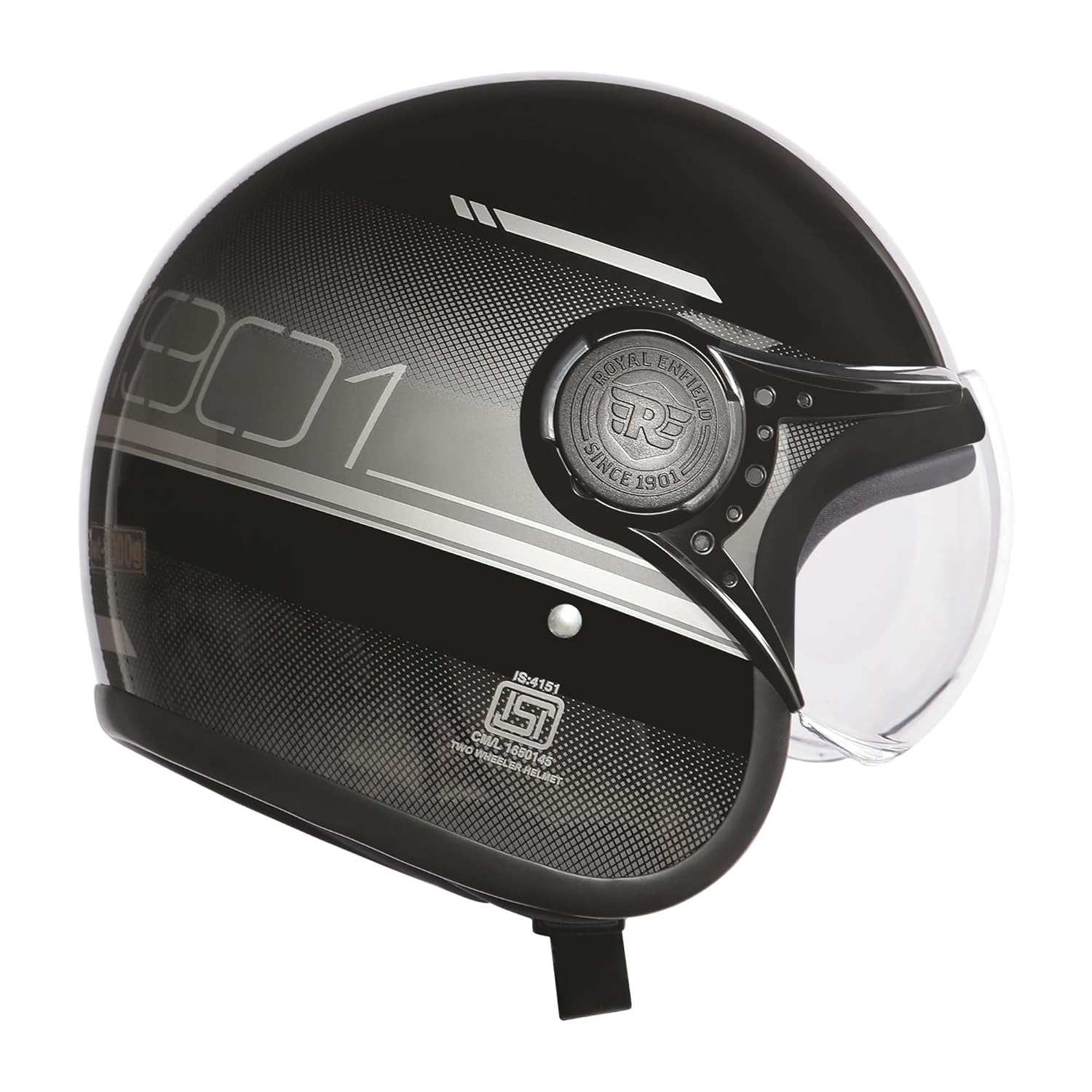 Royal Enfield MLG Jet NEO Open FACE Helmet | Made Like A Gun- ISI & DOT Certified | ABS GI | High Impact Grade Thermoplastic & High Density EPS Liner for Superior Impact Protection Grey