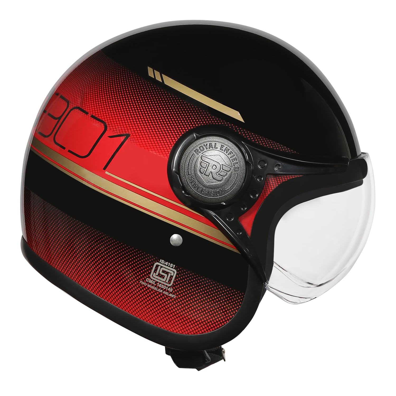 Royal Enfield MLG Jet NEO Open FACE Helmet | Made Like A Gun- ISI & DOT Certified | High Impact Grade Thermoplastic & High Density EPS Liner for Superior Impact Protection Black & RED