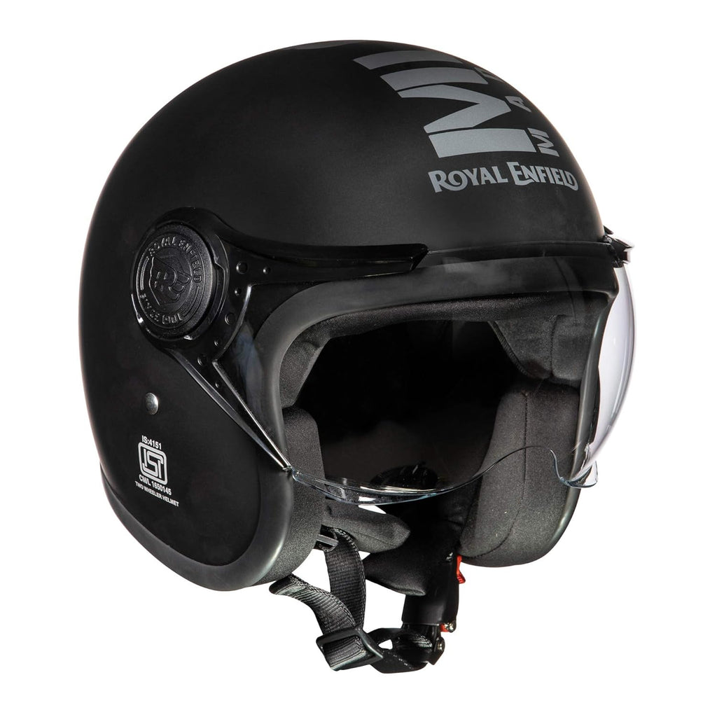 Royal Enfield Open Face MLG Helmet |Made Like a Gun | with Clear Visor | Impact Protection | High Density EPS | ISI and DOT Certified | Micrometric Lock
