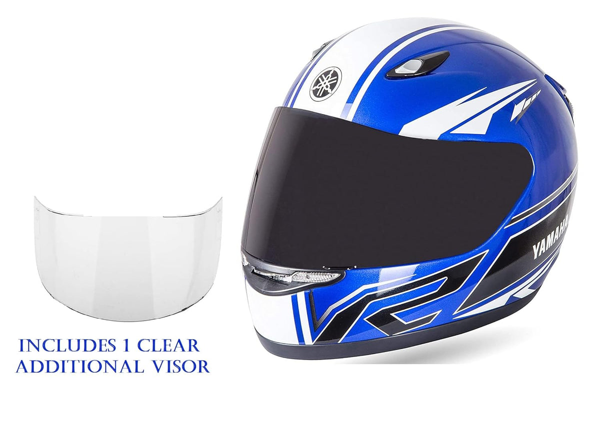 Yamaha Motor YRF Full Face Helmet (Racing Blue, Size M,L,XL), Includes Extra Clear Visor Y6AYRFBLXL181 | Racing Blue