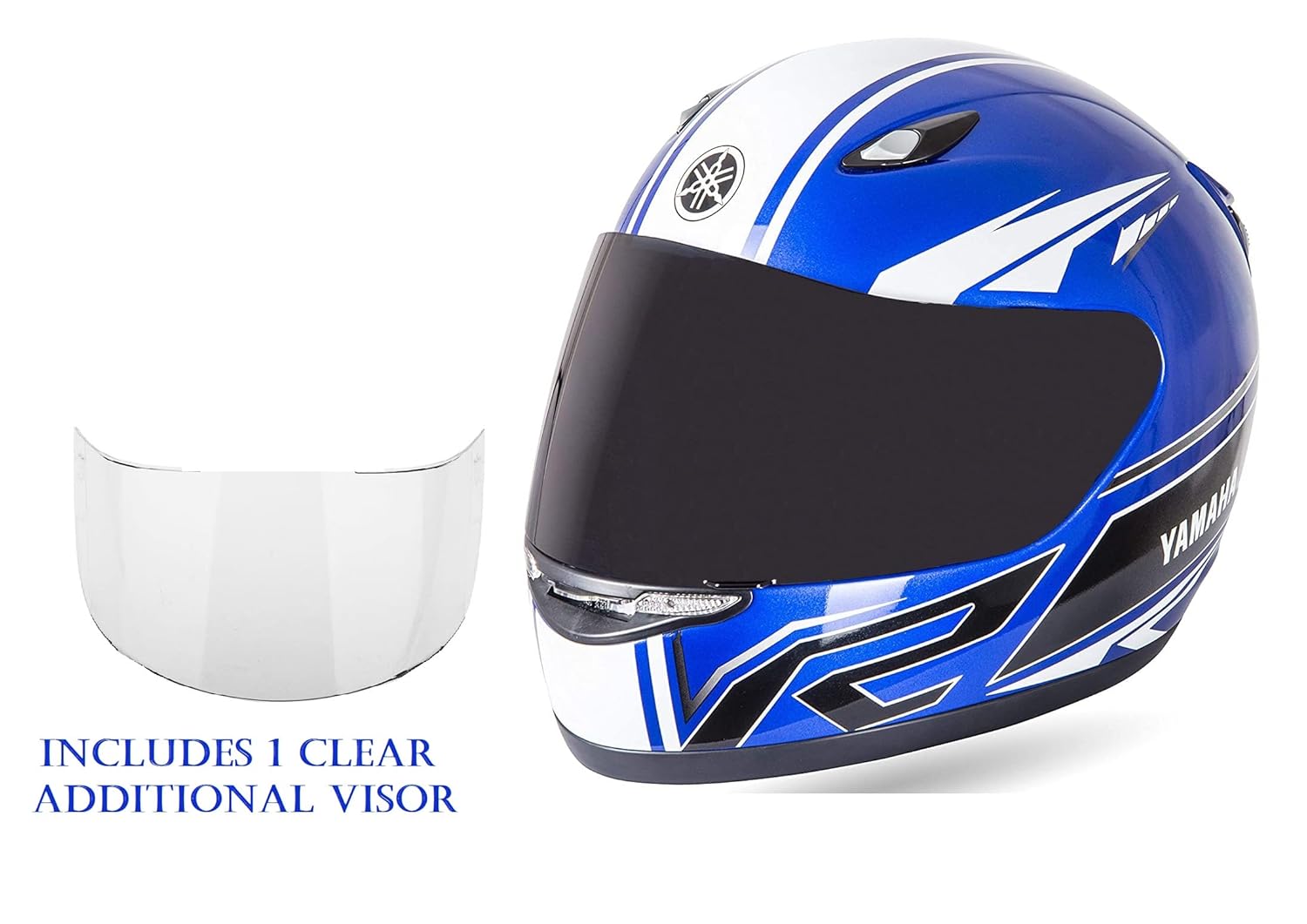 Yamaha Motor YRF Full Face Helmet (Racing Blue, Size M,L,XL), Includes Extra Clear Visor Y6AYRFBLXL181 | Racing Blue