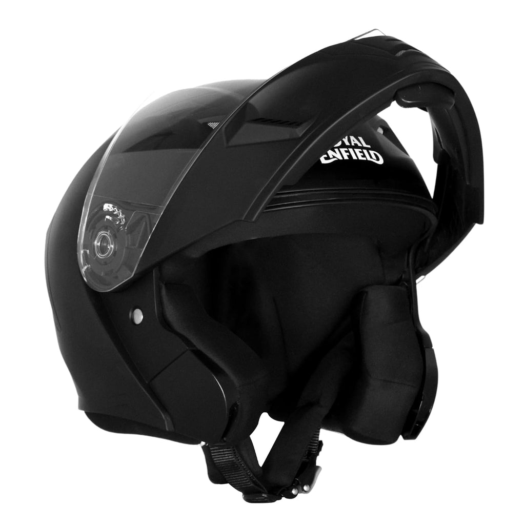 Royal Enfield MOD Adroit Helmet | ISI Certified | Flip- up Modular | High Impact Grade Thermoplastic Shell | High Density EPS Liner for Better Impact Protection | UV Treated Visor | Black