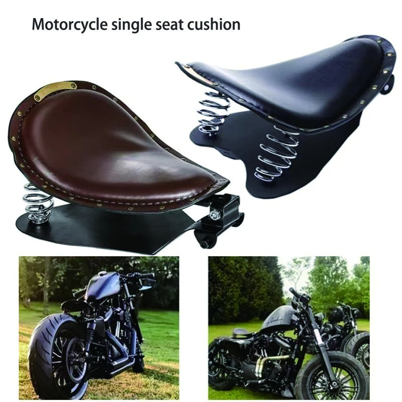 Universal Retro Leather Motorcycle Solo Seat Chopper Saddle Vintage Cushion Parts For Harley Davidson Iron 883 Sportster Softail
