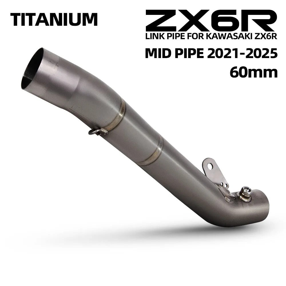 For Kawasaki ZX6R ZX-6R 2021 2022 2023 2024 2025 Motorcycle Exhaust Adapter Middle Pipe 60mm Titanium Alloy Escape Racing Line
