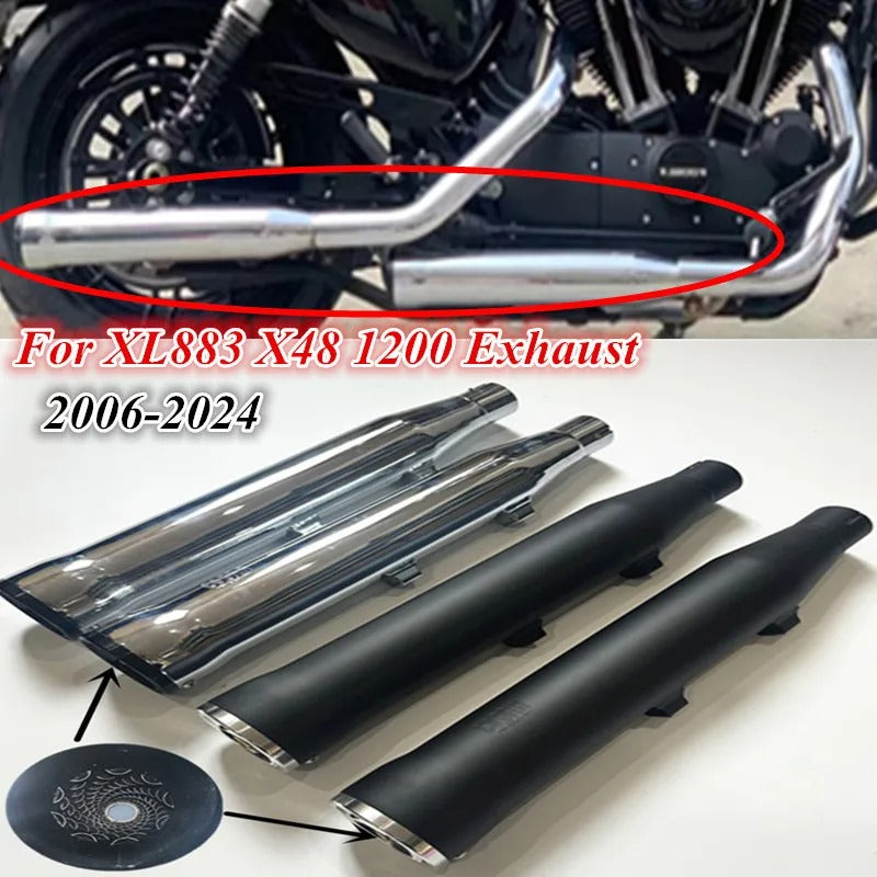 For Harley XL883 1200 X48 custom low bass cobra exhaust back section, cobra exhaust with detachable DB killer