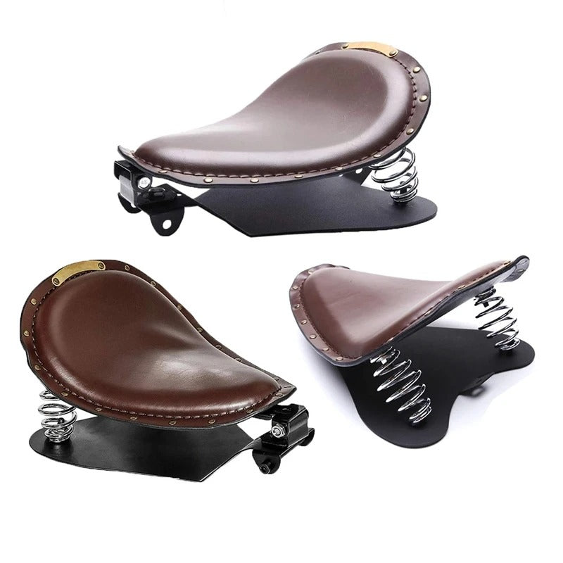 Universal Retro Leather Motorcycle Solo Seat Chopper Saddle Vintage Cushion Parts For Harley Davidson Iron 883 Sportster Softail