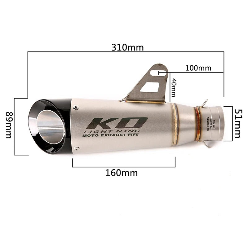 51mm Universal Motorccycle Exhaust System Muffler Tail Pipe Stainless Steel Escape Removable DB Killer Escape Tip