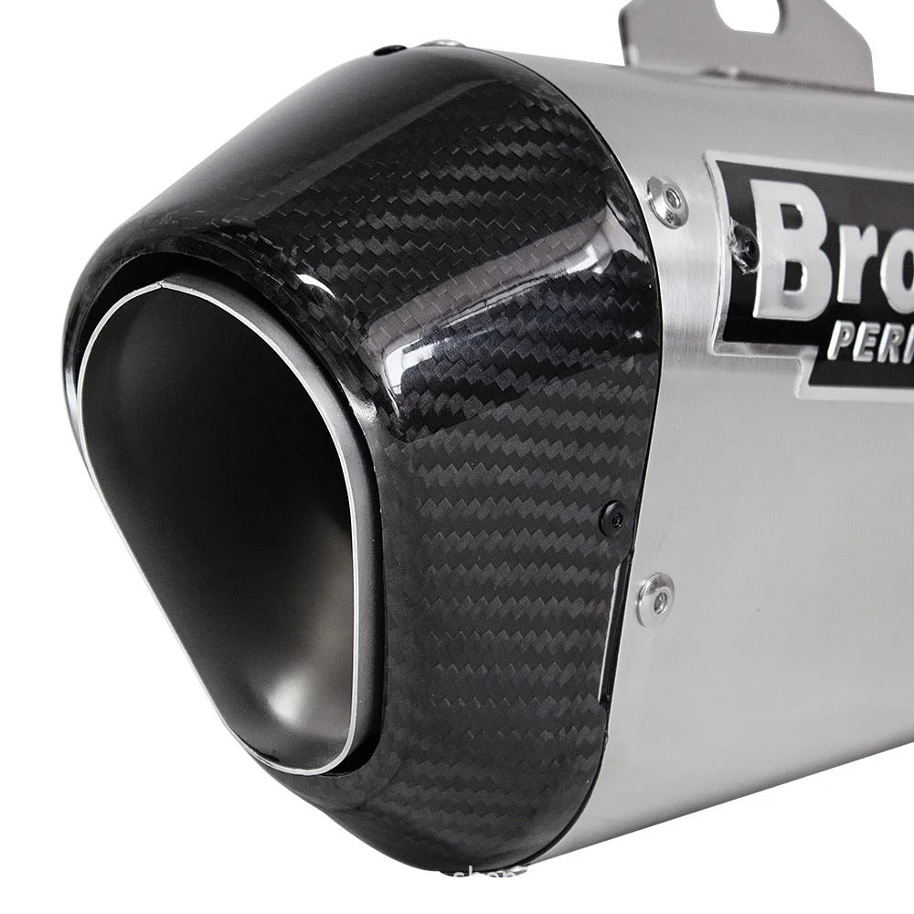 60mm Universal Brock CT Exhaust Muffler with Carbon Fiber Tip For BMW Yamaha GSX1300 GSX-R1000 ZX14R S1000RR