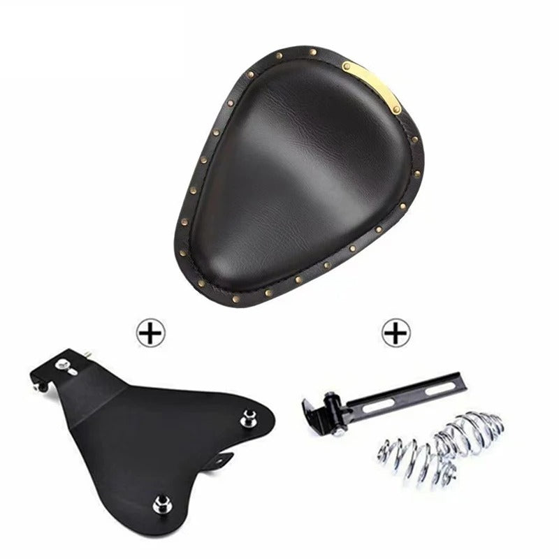 Universal Retro Leather Motorcycle Solo Seat Chopper Saddle Vintage Cushion Parts For Harley Davidson Iron 883 Sportster Softail