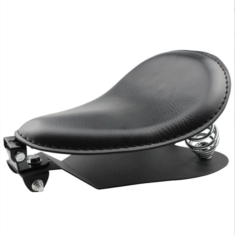 Motorcycle Solo Spring Seat Black Leather Bobber Saddle For Harley Sportster XL883 X48 XL1200 Dyna Softail Custom Chopper Cushio