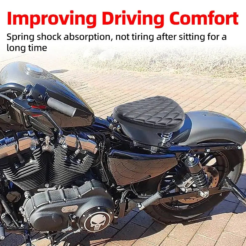 1SET Motorcycle Retro PU Leather Solo Seat With 3" Spring Bracket For Harley Custom Chopper Sportster Bobber Honda Yamaha