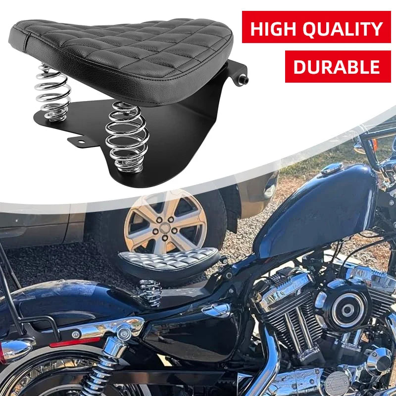 1SET Motorcycle Retro PU Leather Solo Seat With 3" Spring Bracket For Harley Custom Chopper Sportster Bobber Honda Yamaha