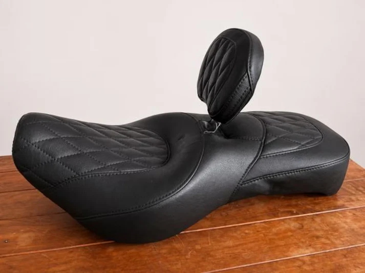 For Royal Enfield Super Meteor 650 Custom Black Diamond Seat with Backrest & Gel